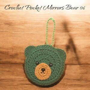 Green and Brown Crochet Bear Pocket Mirror